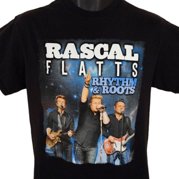 Rascal Flatts T Shirt Mens Size Medium Black 2016 Rhythm & Roots Tour STAFF - Picture 1 of 8